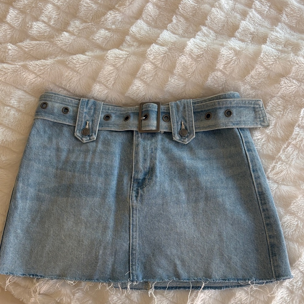 Classic Denim Pencil Skirt with Belt